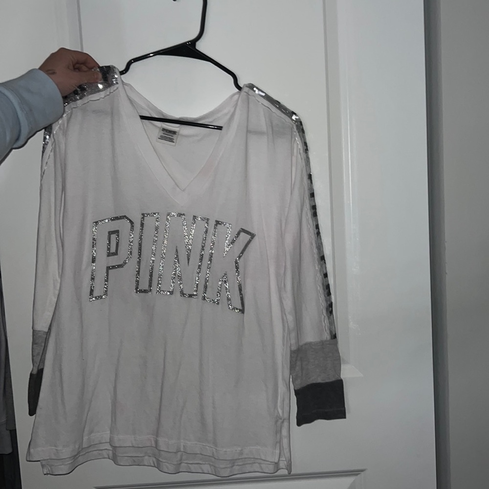 White and sparkly silver long sleeve